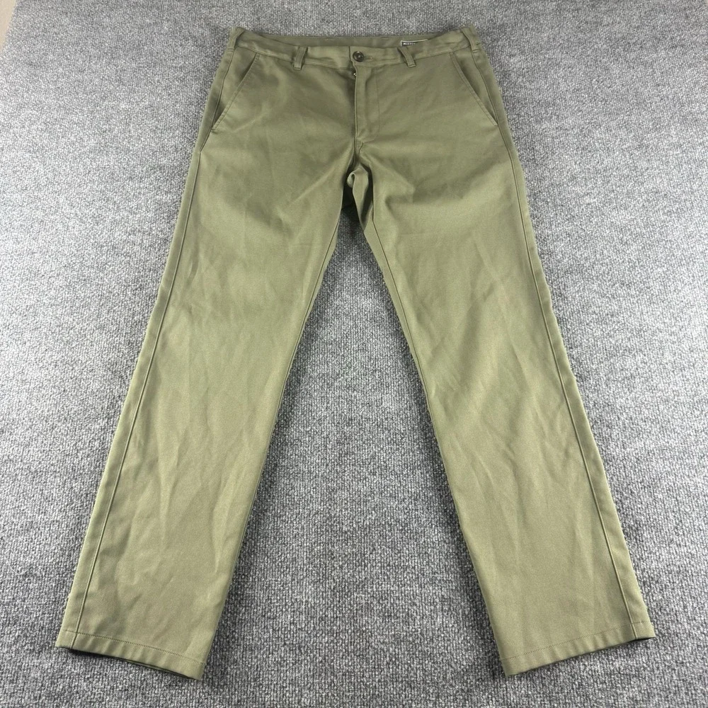Mizzen+Main Baron Chino Pants Mens 32x30 Green Trim Slim Microfiber Polyester